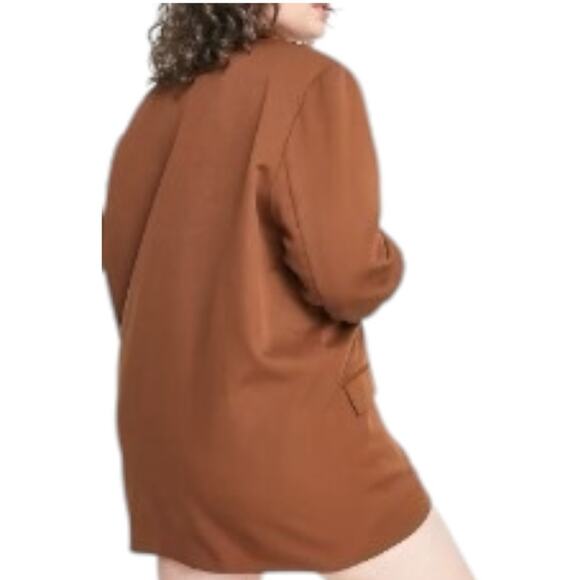 Boohoo Chocolate Brown Heartbreak Plus Oversized Dad Blazer Size 14 - Picture 2 of 11